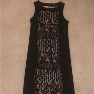 Sharagano sleeveless black lace midi dress size 12